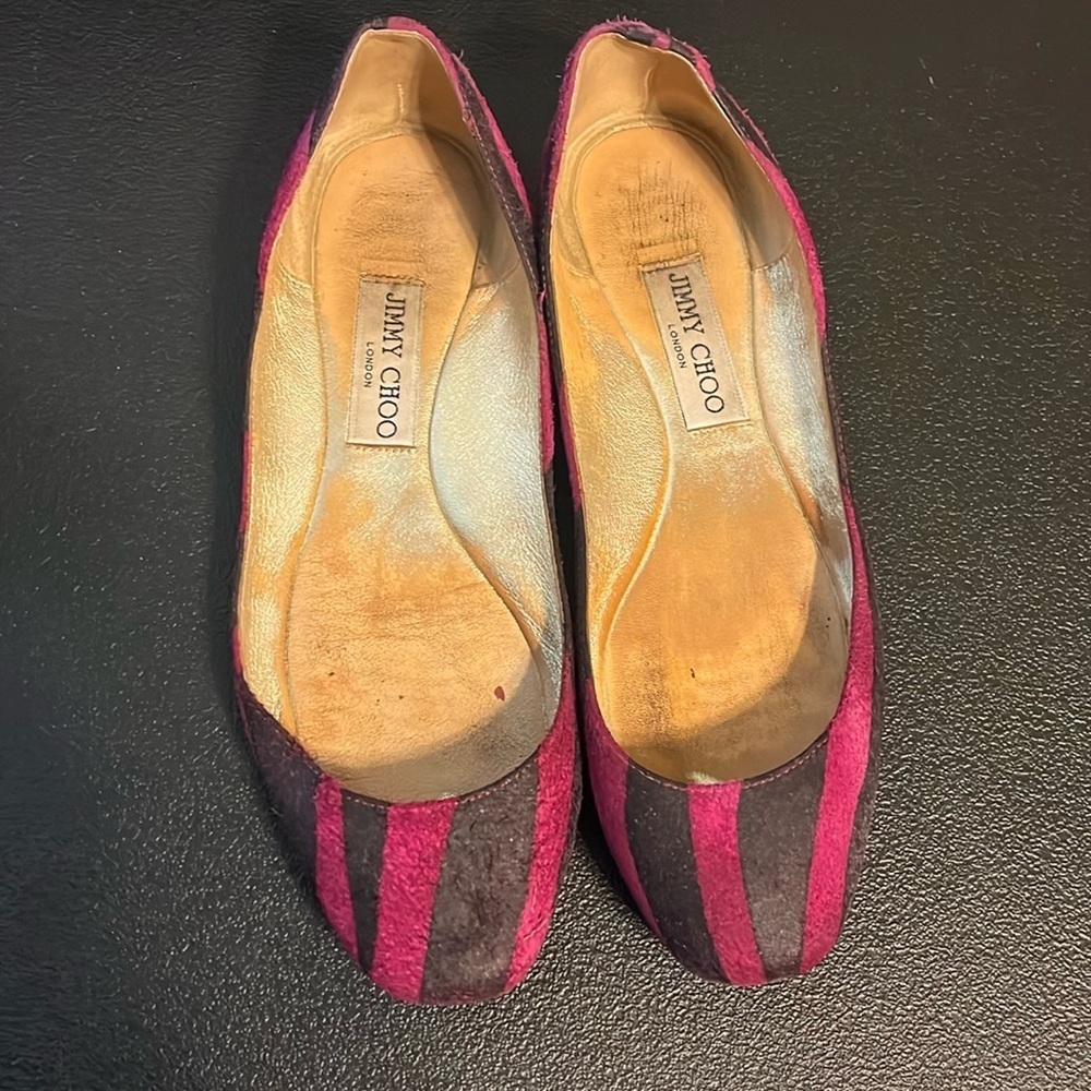 Jimmy Choo flats, pink & black zebra print, 38
